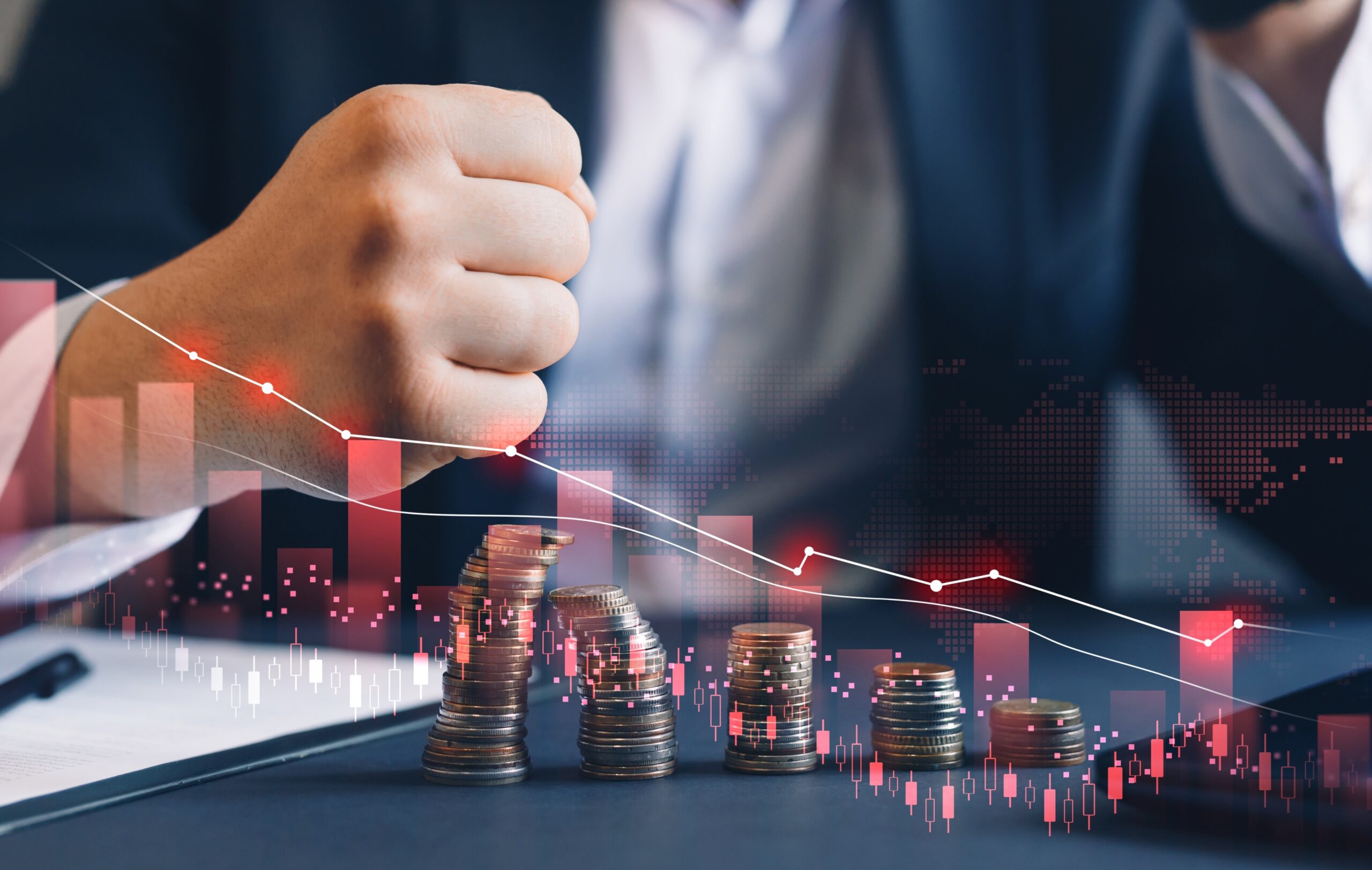 Grafiek met neergaande trend die symbool staat voor stagnerende groei en het gebrek aan commerciële lenigheid binnen MT en directie